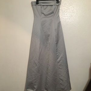 Blueish gray strapless dress